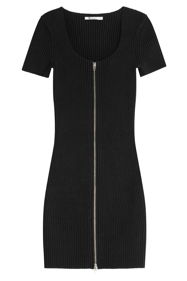 T By Alexander Wang T By Alexander Wang Cotton Dress With Zipped Front - Black