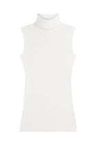 Diane Von Furstenberg Diane Von Furstenberg Merino Wool Sleeveless Turtleneck Top With Silk - White