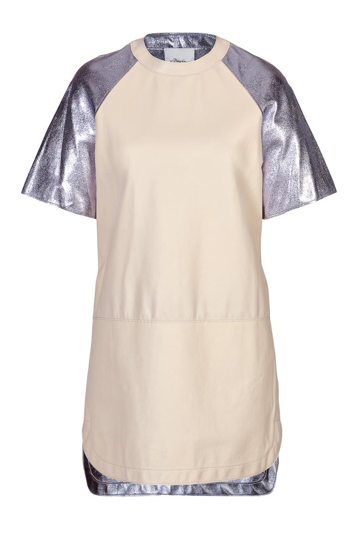 3.1 Phillip Lim 3.1 Phillip Lim Leather Baseball Dress With Contrast Sleeves - Beige