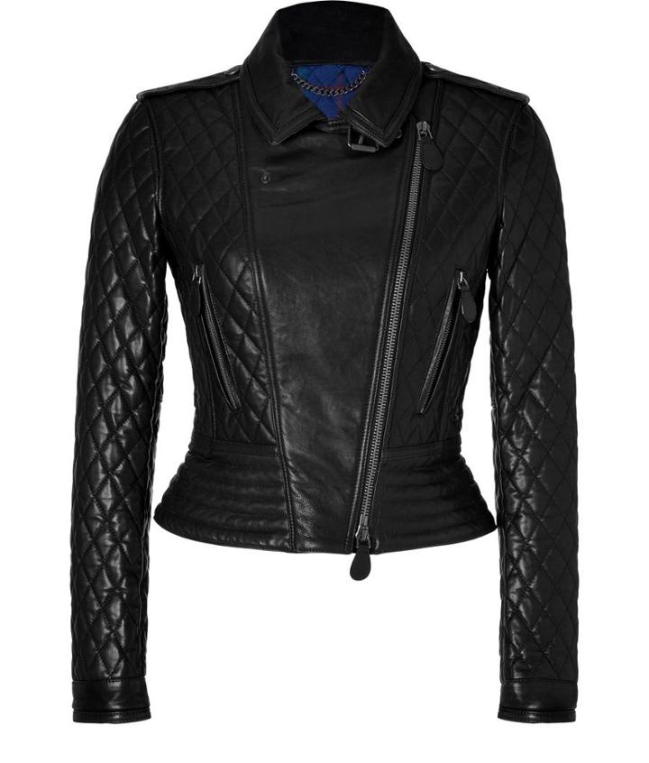 Burberry Brit Quilted Leather Biker Jacket In Black