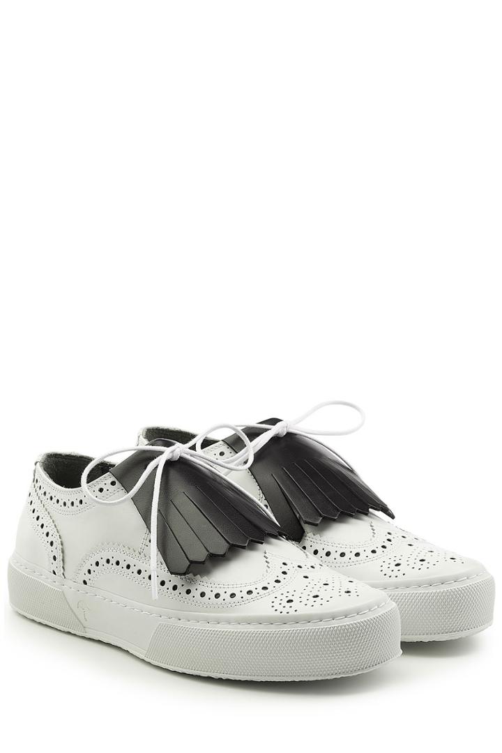 Robert Clergerie Robert Clergerie Perforated Leather Sneakers With Fringe