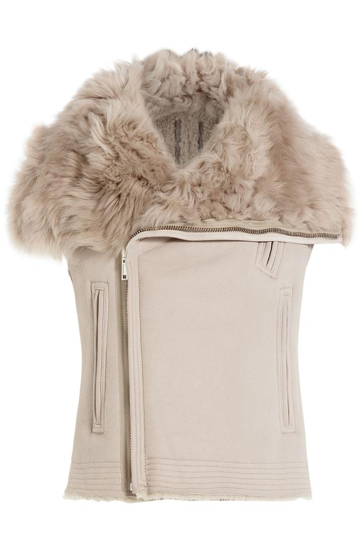 Rick Owens Rick Owens Leather And Shearling Asymmetric Vest