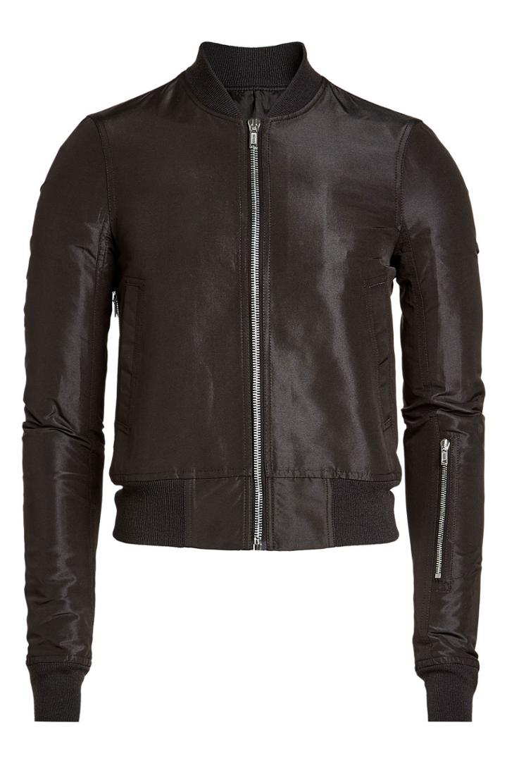 Rick Owens Rick Owens Satin Jacket With Silk - Black