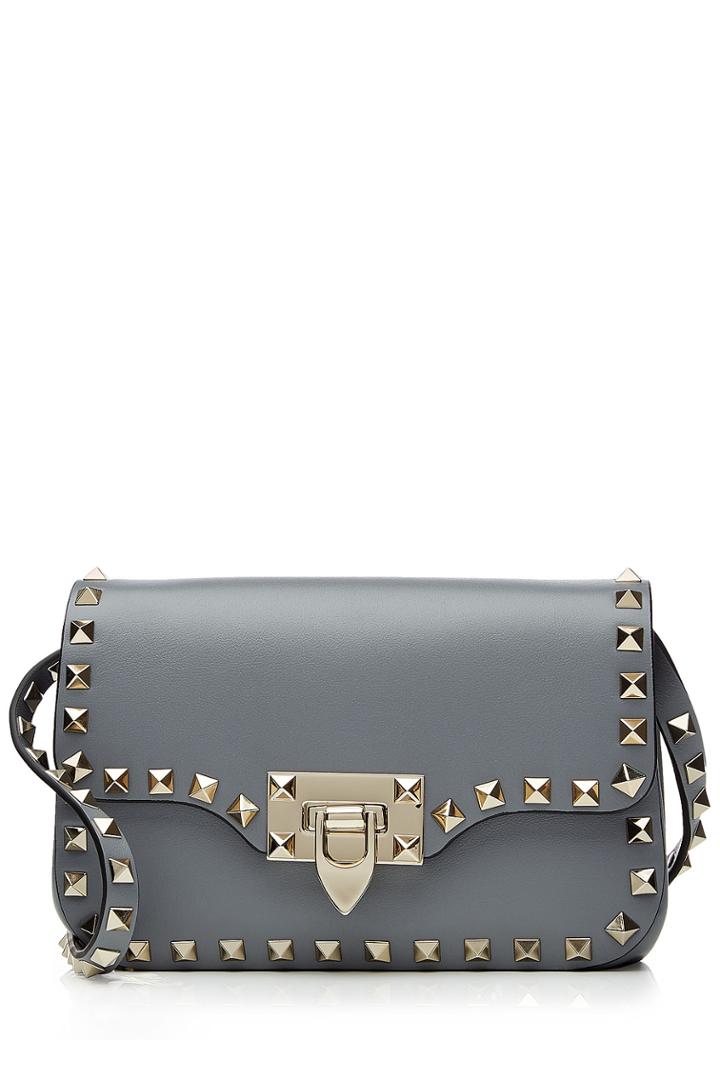 Valentino Valentino Rockstud Mini Leather Shoulder Bag - Grey