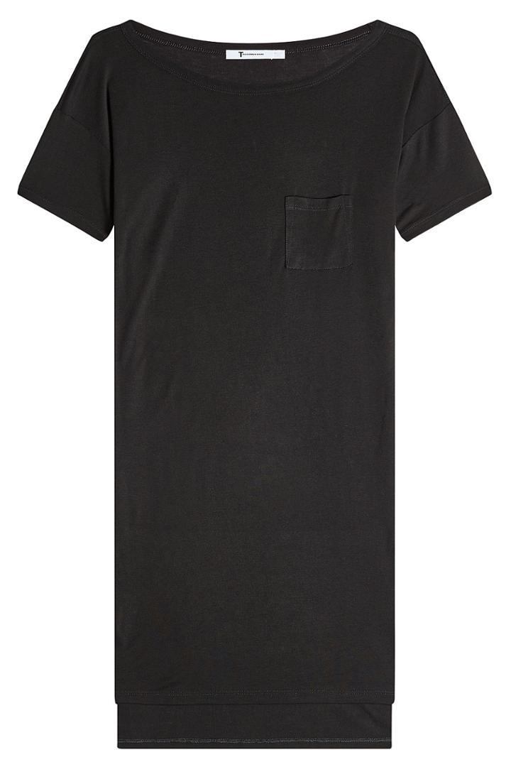 T By Alexander Wang T By Alexander Wang Jersey T-shirt Dress With High-low Hemline - Black