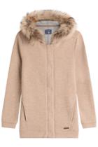 Woolrich Woolrich Zip Front Cardigan Coat With Fur Trim - Beige