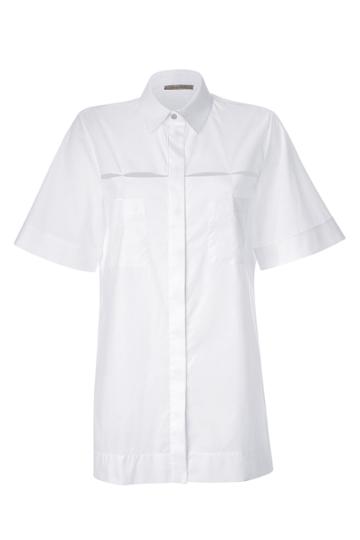 Hakaan Hakaan White Oversized Cut-out Cotton Top - White
