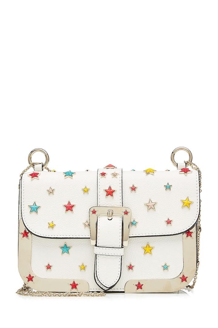 R.e.d. Valentino R.e.d. Valentino Embellished Leather Shoulder Bag With Gold-tone Frame