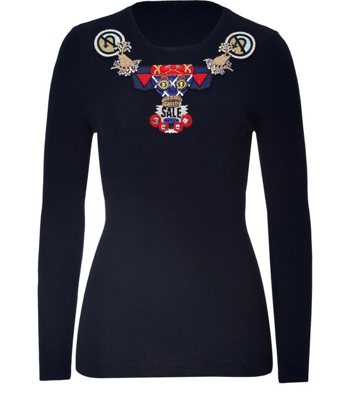 Mary Katrantzou Wool Pullover With Embellishment