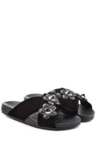 Fendi Fendi Embellished Suede Sandals - Black