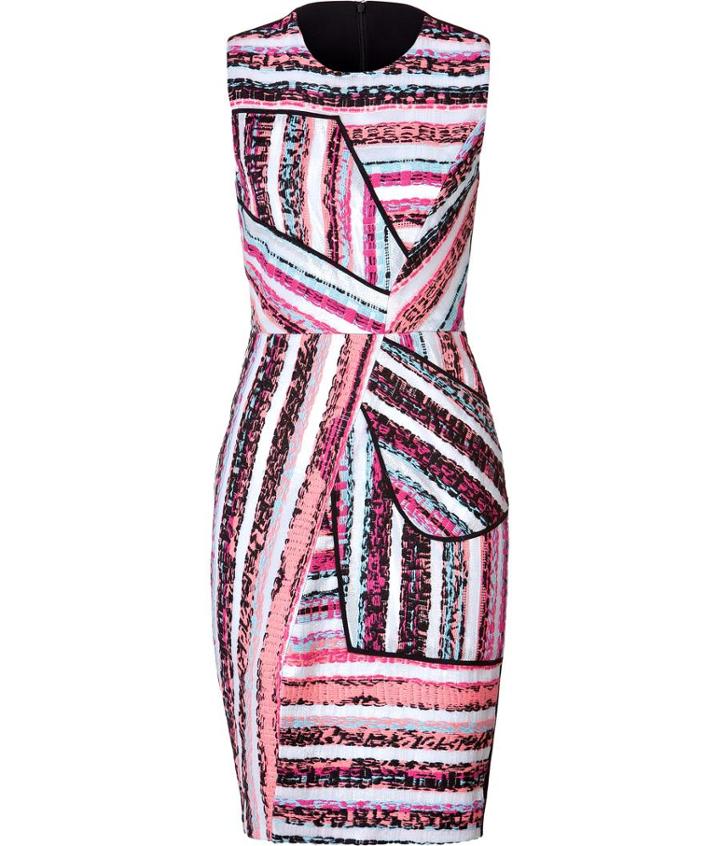 Prabal Gurung Printed Sheath With Asymmetric Draped Inserts