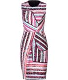 Prabal Gurung Printed Sheath With Asymmetric Draped Inserts
