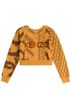 Kenzo Kenzo Cropped Cotton Sweatshirt With Embroidered Logo - Brown