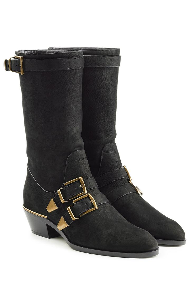 Chloé Chloé Leather Buckle Front Ankle Boots