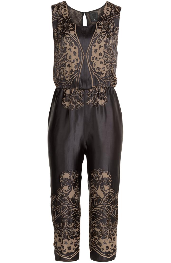 Anna Sui Embroidered Satin Jumpsuit