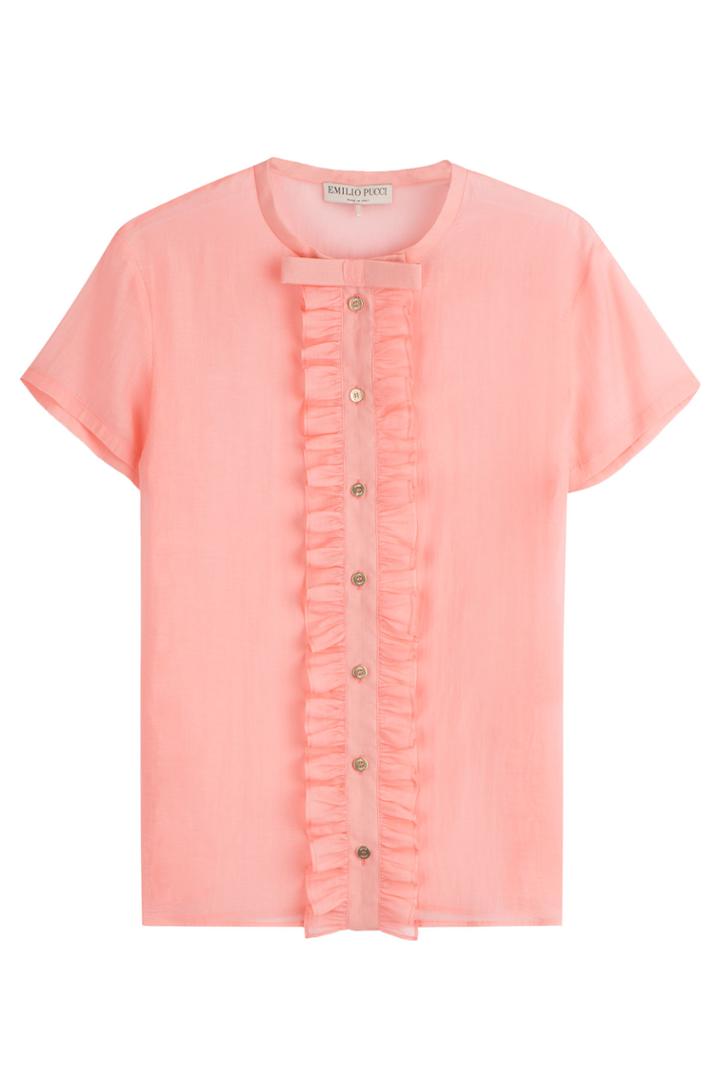 Emilio Pucci Emilio Pucci Cotton-silk Ruffle Top - Rose