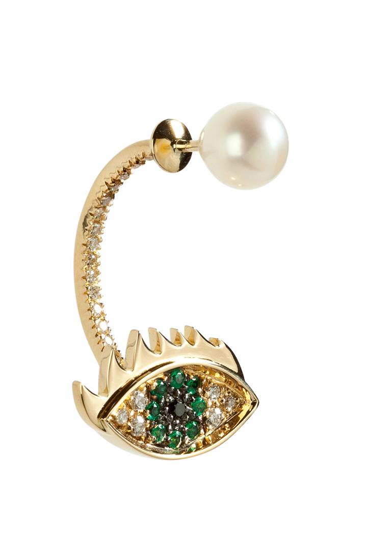 Delfina Delettrez Delfina Delettrez Gold Cartoon Eye And Pearl Earring - Gold