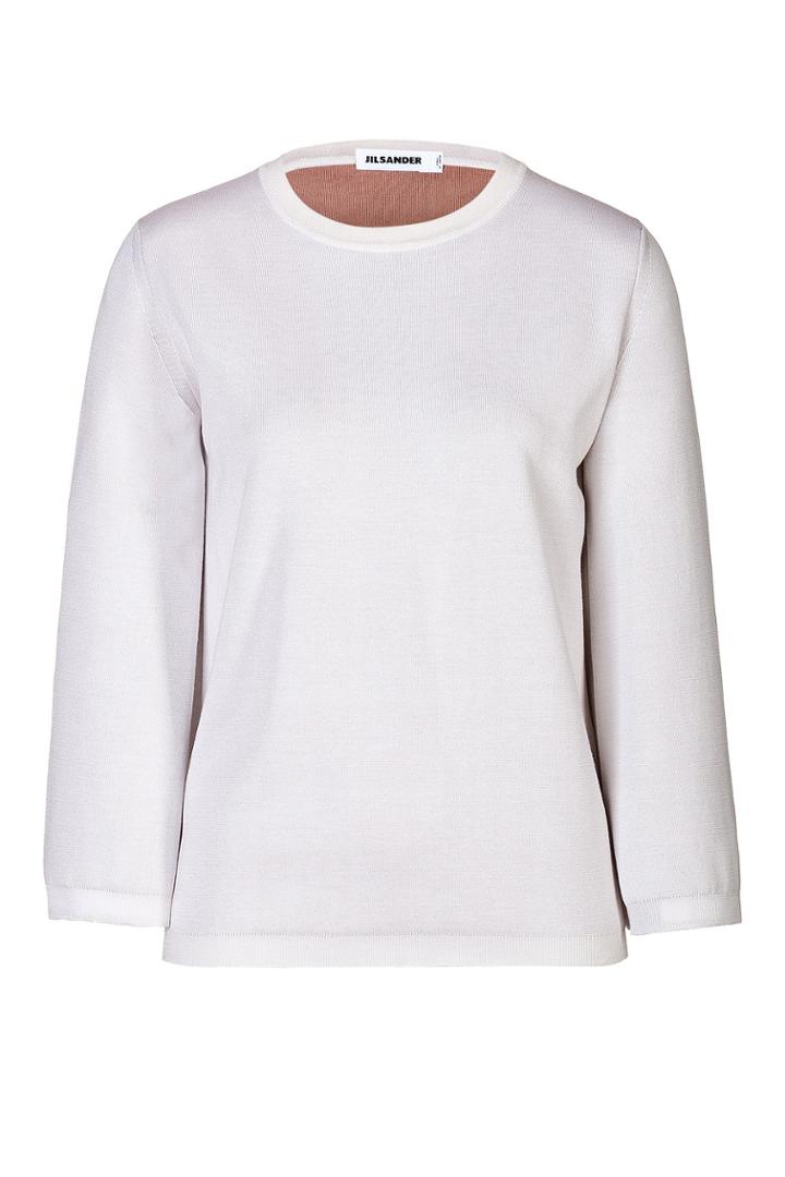 Jil Sander Jil Sander Silk-cotton 3/4 Sleeve Two-tone Pullover