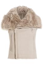 Rick Owens Rick Owens Leather And Shearling Asymmetric Vest - Beige