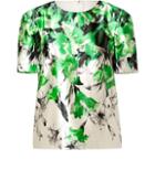 Prabal Gurung Silk-cotton Sculpted Shoulder Top In Green/white