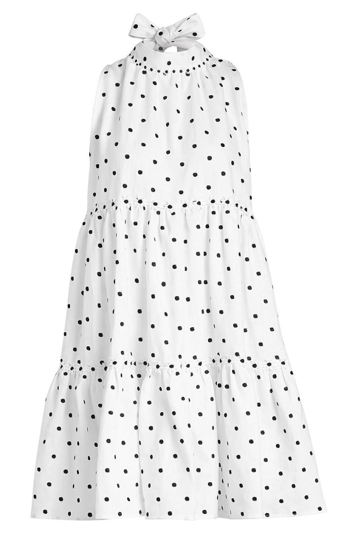 Lisa Marie Fernandez Lisa Marie Fernandez Erica Ruffle Printed Linen Mini Dress