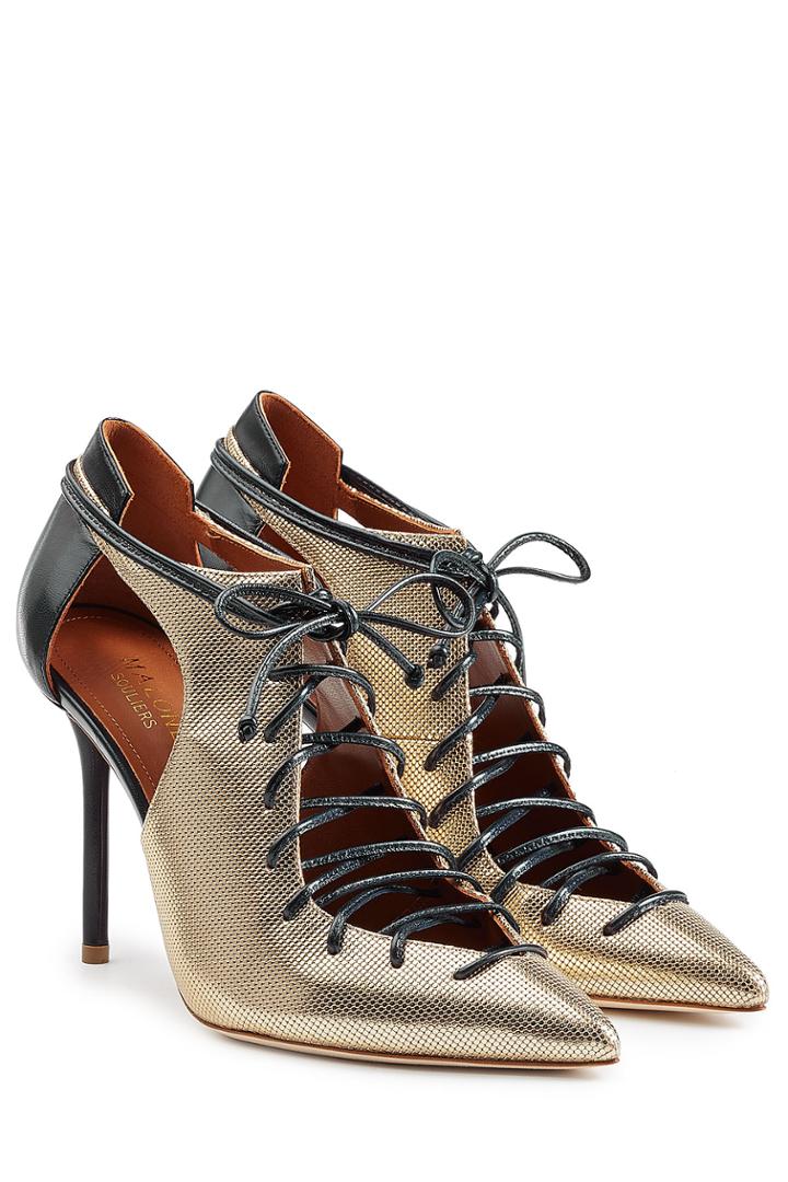 Malone Souliers Malone Souliers Metallic Leather Lace-up Pumps With Cutouts - Gold
