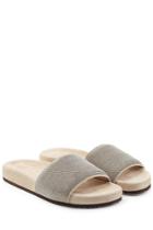 Brunello Cucinelli Brunello Cucinelli Embellished Suede Sandals - Beige