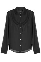 Red Valentino Red Valentino Silk Blouse With Lace Trim - Black