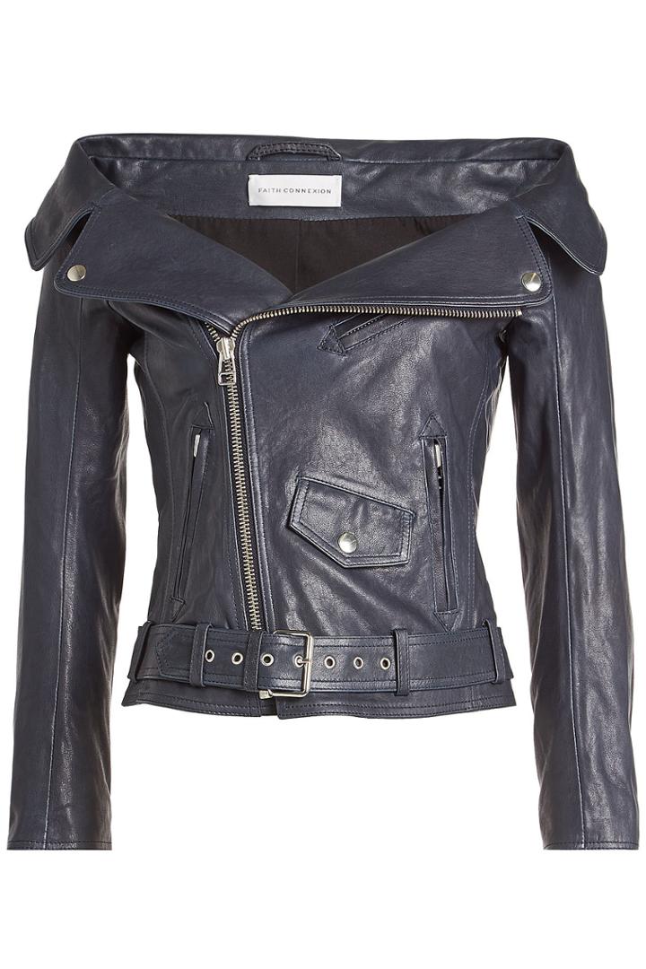 Faith Connexion Faith Connexion Off-shoulder Leather Jacket
