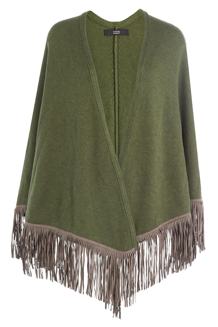 Steffen Schraut Steffen Schraut Fringed Poncho With Cashmere - Green