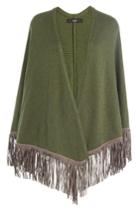 Steffen Schraut Steffen Schraut Fringed Poncho With Cashmere - Green