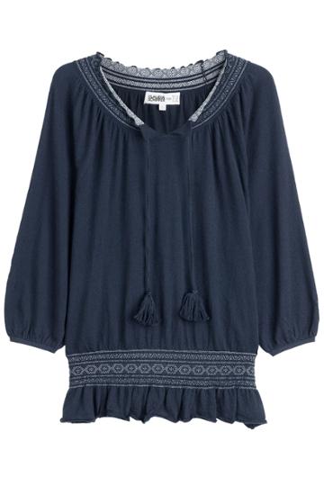 Claudia Schiffer For Tse Claudia Schiffer For Tse Cashmere Knit Peasant Top - Blue
