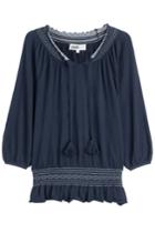 Claudia Schiffer For Tse Claudia Schiffer For Tse Cashmere Knit Peasant Top - Blue