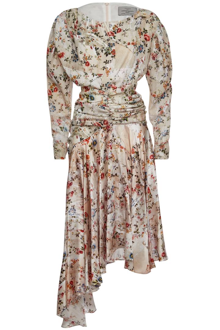 Preen By Thornton Bregazzi Preen By Thornton Bregazzi Kay Printed Silk Dress With Asymmetric Hem
