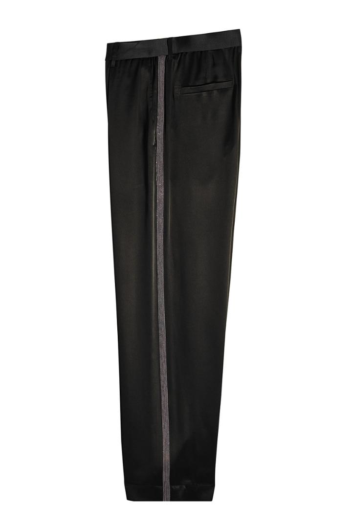 Brunello Cucinelli Brunello Cucinelli Satin Pants With Embellished Tuxedo Stripes