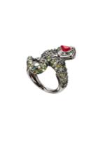 Kenneth Jay Lane Kenneth Jay Lane Crystal Cocktail Ring - Green