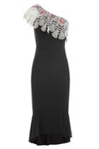 Peter Pilotto Peter Pilotto One Shoulder Dress With Lace Trim - Black