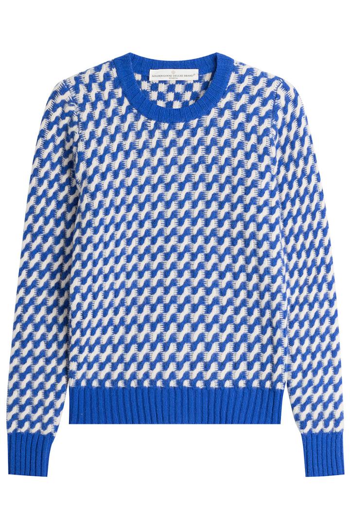 Golden Goose Golden Goose Merino Wool Patterned Knit Pullover - Blue