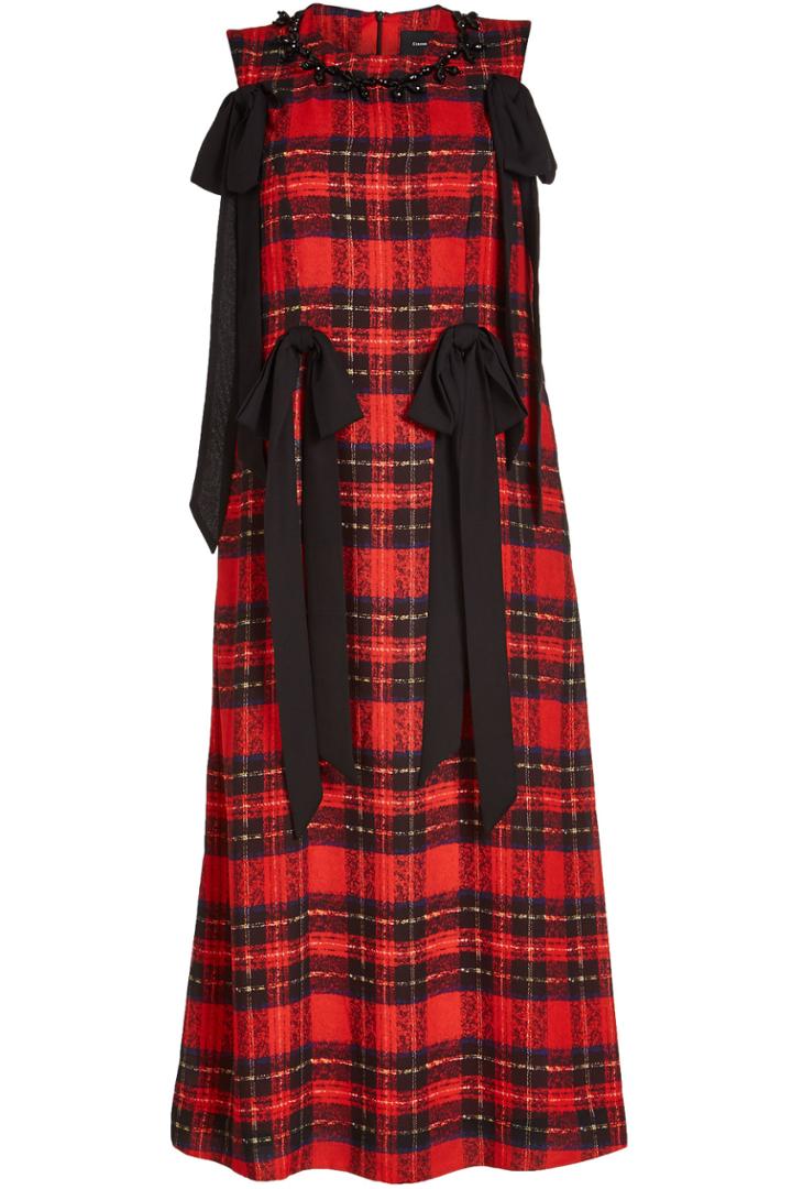 Simone Rocha Simone Rocha Tartan Midi Dress With Embellishments