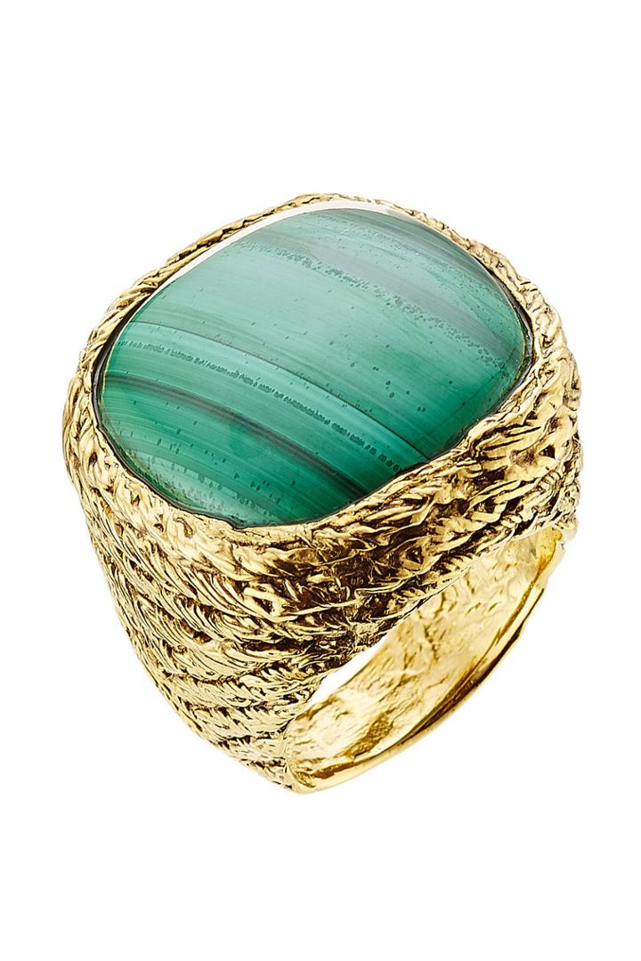 Aurélie Bidermann Aurélie Bidermann 18kt Gold Plated Ring With Malachit