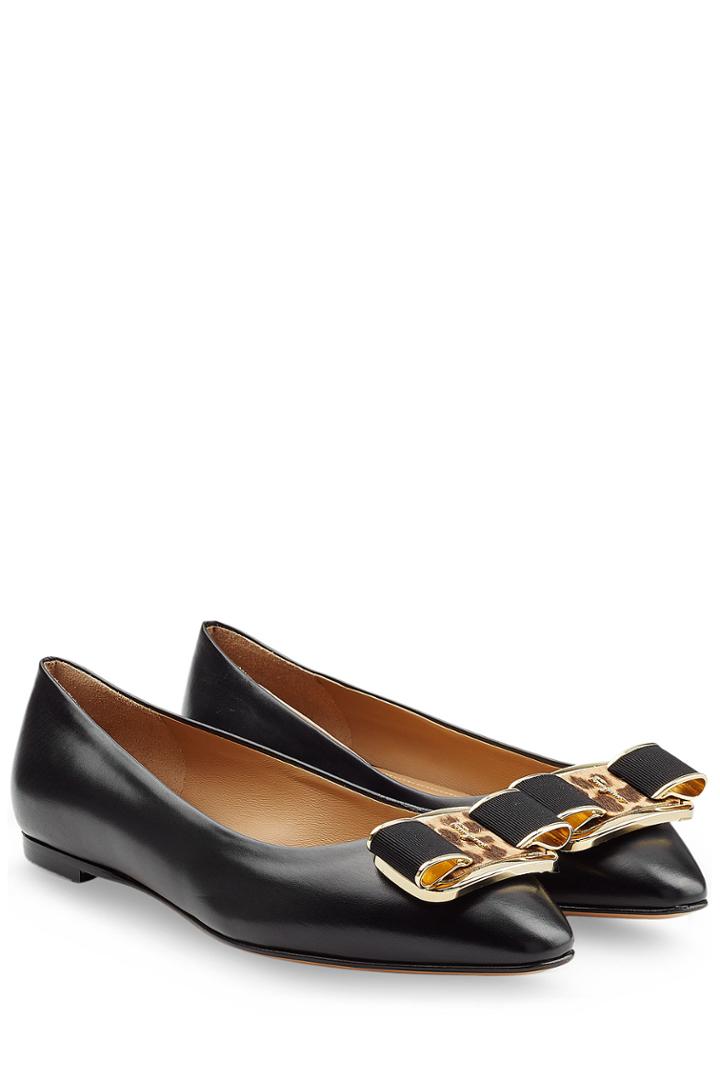 Salvatore Ferragamo Salvatore Ferragamo Mimi Leather Ballerinas - Black