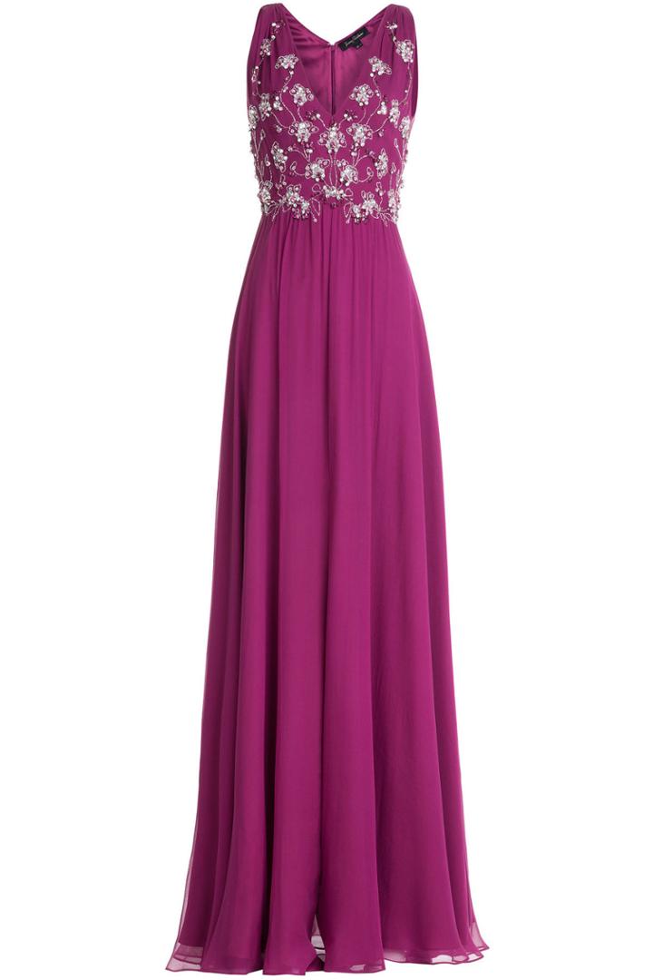 Jenny Packham Jenny Packham Embellished Silk Evening Gown