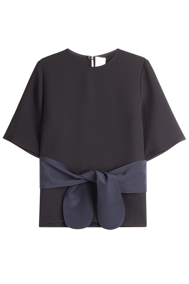 Victoria, Victoria Beckham Victoria, Victoria Beckham Crepe Top With Silk Sash And Bow - Black