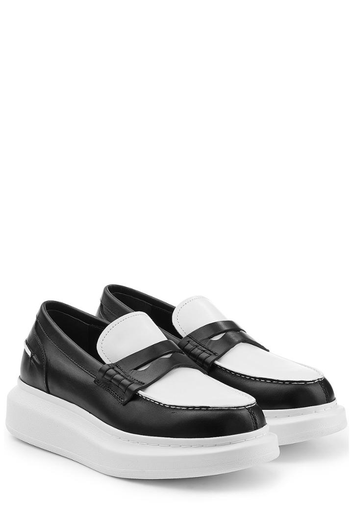 Alexander Mcqueen Alexander Mcqueen Two Tone Leather Platform Loafers - Multicolor
