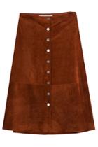 Diane Von Furstenberg Diane Von Furstenberg Button Front Suede Skirt