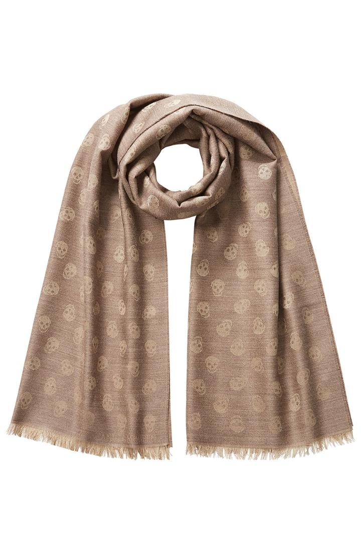 Alexander Mcqueen Alexander Mcqueen Wool Upside Down Skull Scarf - Beige