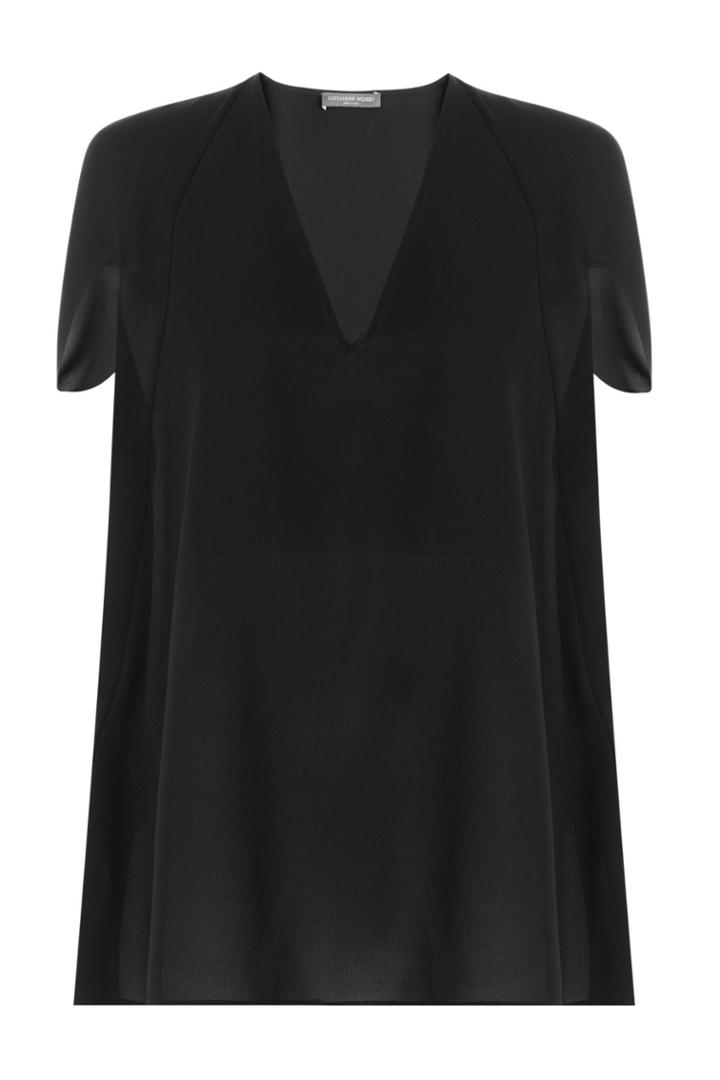 Alexander Mcqueen Alexander Mcqueen Silk Cape Top - Black