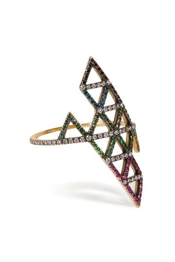 Lito Lito Gold, Diamond, And Tsavorite Triangle Ring - Multicolor