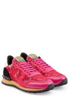 Valentino Valentino Rockstud Sneakers With Leather And Lace - Pink
