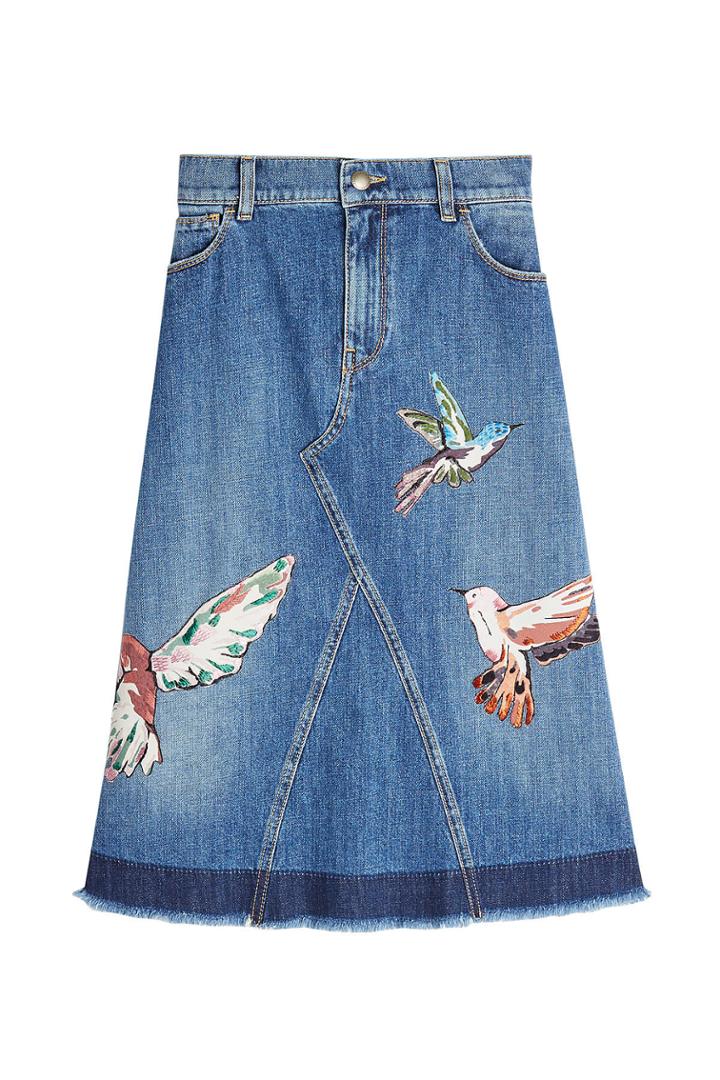R.e.d. Valentino R.e.d. Valentino Printed Denim Skirt